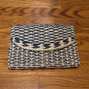 Shiraleah Navy and Cream Woven Clutch